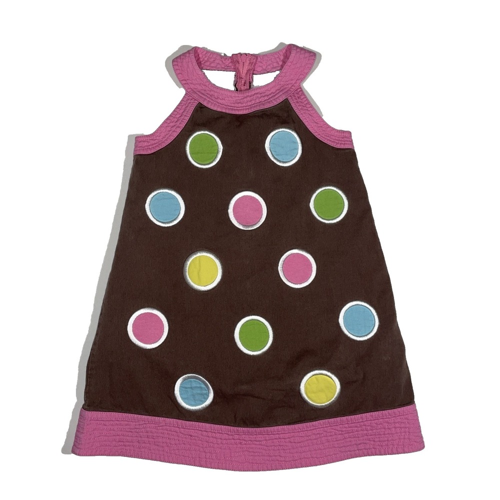 Peaches N Cream 4T Spring Summer Dress Polka Dot Corduroy Cotton Style #21-3701